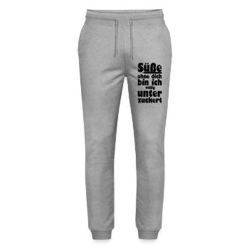Süße - Völlig unterzuckert Liebe, Paare, Geschenk - Stanley/Stella Unisex Bio Jogginghose Mover  - Grau meliert - Vorne - Marisol (170cm) & Nik (191cm)