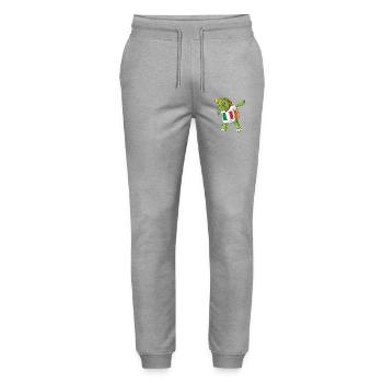 Italy Dabbing turtle - Stanley/Stella Mover Unisex Organic Jogging Trousers - heather grey - Front - Marisol (170cm) & Nik (191cm)