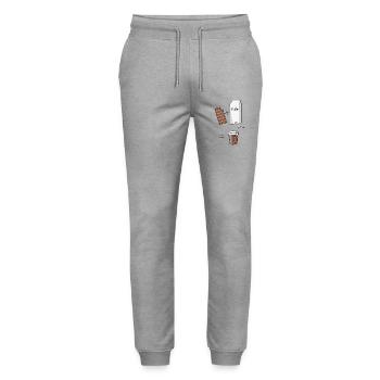 chocolate milk milk chocolate - Stanley/Stella Mover Unisex Organic Jogging Trousers - heather grey - Front - Marisol (170cm) & Nik (191cm)