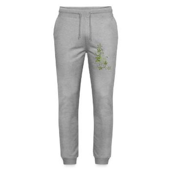 Feuille feuilles automne vert vrille - Pantalon de jogging bio MOVER Stanley/Stella unisexe - gris chiné - Devant - Marisol (170cm) & Nik (191cm)