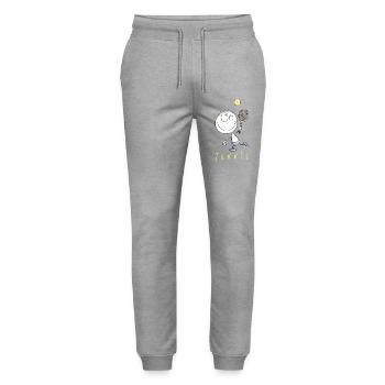 Happy tennis player - cartoon stick figure - Stanley/Stella Mover Unisex Organic Jogging Trousers - heather grey - Front - Marisol (170cm) & Nik (191cm)
