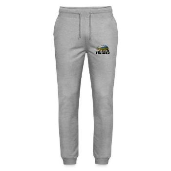 Finnland Bär mit Landschaft Geschenk Skandinavien - Stanley/Stella Unisex Bio Jogginghose Mover  - Grau meliert - Vorne - Marisol (170cm) & Nik (191cm)