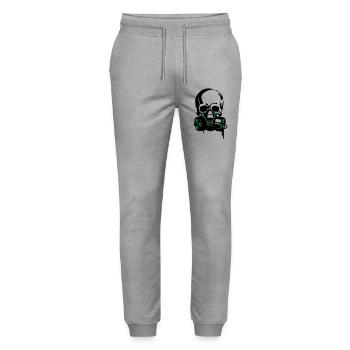 skull mask - Stanley/Stella Mover Unisex Organic Jogging Trousers - heather grey - Front - Marisol (170cm) & Nik (191cm)