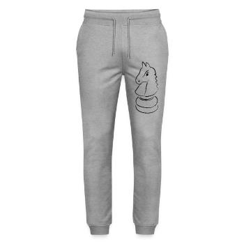 Minimalist Chess Design - Stanley/Stella Mover Unisex Organic Jogging Trousers - heather grey - Front - Marisol (170cm) & Nik (191cm)