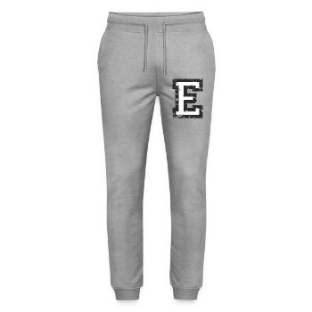 E (Vintage Weiß) Buchstabe E - Stanley/Stella Unisex Bio Jogginghose Mover  - Grau meliert - Vorne - Marisol (170cm) & Nik (191cm)
