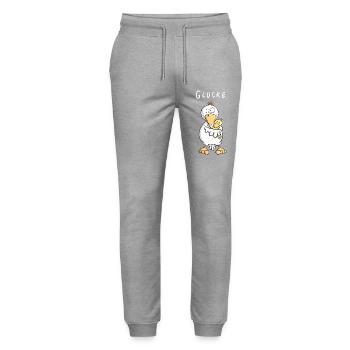 Glückliche Glucke I Henne Huhn Mama mit Baby Küken - Stanley/Stella Unisex Bio Jogginghose Mover  - Grau meliert - Vorne - Marisol (170cm) & Nik (191cm)