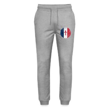 France croix de Lorraine drapeau France blason - Stanley/Stella Mover Unisex Organic Jogging Trousers - heather grey - Front - Marisol (170cm) & Nik (191cm)