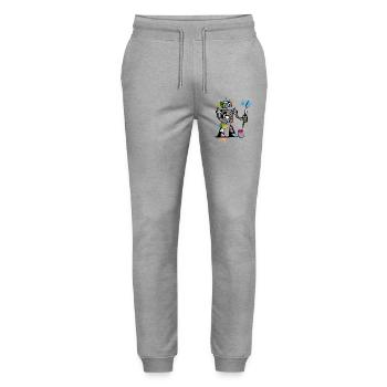 A robot with a brush - Stanley/Stella Mover Unisex Organic Jogging Trousers - heather grey - Front - Marisol (170cm) & Nik (191cm)