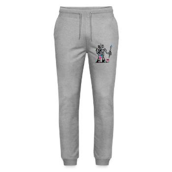 A robot with a paintbrush - Stanley/Stella Mover Unisex Organic Jogging Trousers - heather grey - Front - Marisol (170cm) & Nik (191cm)