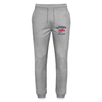 London Vintage Union Jack Tee - Stanley/Stella Mover Unisex Organic Jogging Trousers - heather grey - Front - Marisol (170cm) & Nik (191cm)