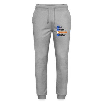 Boulder Bouldering Climbing Without a rope saying - Stanley/Stella Mover Unisex Organic Jogging Trousers - heather grey - Front - Marisol (170cm) & Nik (191cm)