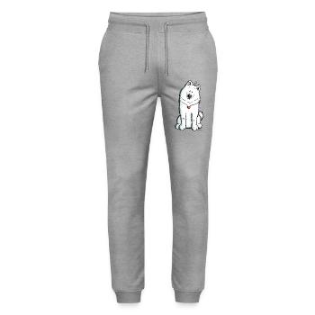 Samojede mit Herz - Stanley/Stella Unisex Bio Jogginghose Mover  - Grau meliert - Vorne - Marisol (170cm) & Nik (191cm)