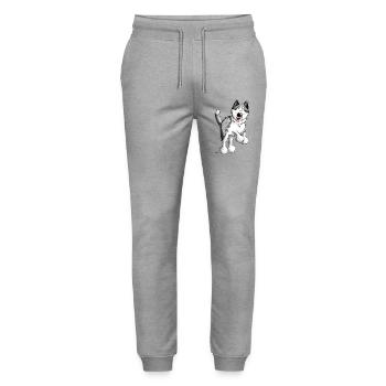 Cute Husky - Stanley/Stella Mover Unisex Organic Jogging Trousers - heather grey - Front - Marisol (170cm) & Nik (191cm)