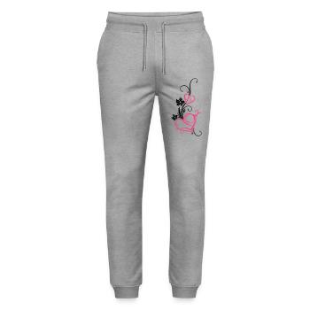 Two hearts with blossoms - Stanley/Stella Mover Unisex Organic Jogging Trousers - heather grey - Front - Marisol (170cm) & Nik (191cm)
