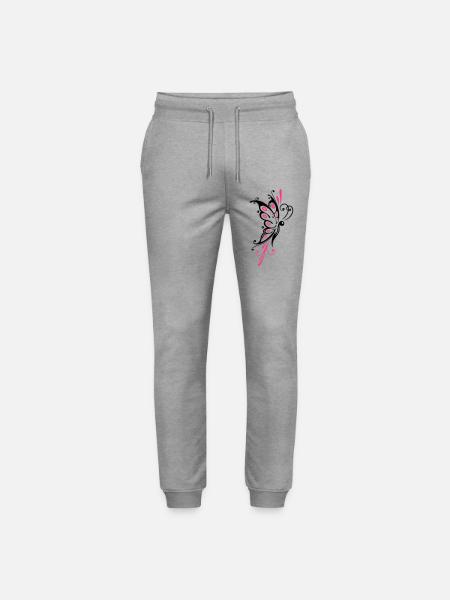 Papillon filigrané, ailes, tatouage tribal - Pantalon de jogging bio MOVER Stanley/Stella unisexe - gris chiné