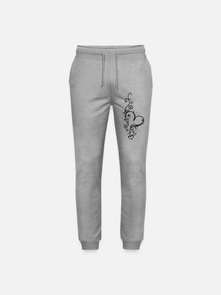 Corazón grande con pequeños corazones y flores - Pantalones de deporte ecológicos unisex Mover de Stanley/Stella - gris jaspeado