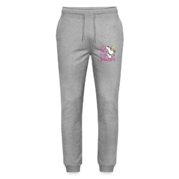Große Schwester Einhorn Einhörner pink Sterne bunt - Stanley/Stella Unisex Bio Jogginghose Mover  - Grau meliert - Vorne - Marisol (170cm) & Nik (191cm)