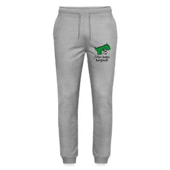 T-Rex hates korfball ball funny dinosaur cartoon - Stanley/Stella Mover Unisex Organic Jogging Trousers - heather grey - Front - Marisol (170cm) & Nik (191cm)