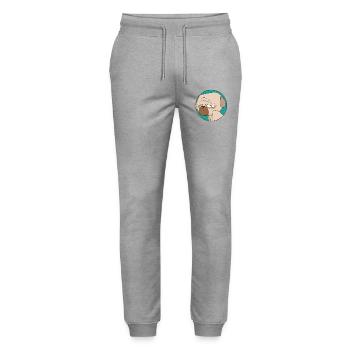 La vie du carlin | Chien | Disparu | Animaux de compagnie | Canine - Pantalon de jogging bio MOVER Stanley/Stella unisexe - gris chiné - Devant - Marisol (170cm) & Nik (191cm)