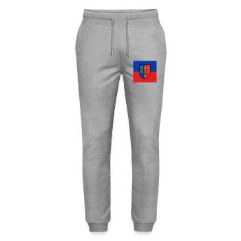 Transylvania coat of arms on a blue-red background - Stanley/Stella Mover Unisex Organic Jogging Trousers - heather grey - Front - Marisol (170cm) & Nik (191cm)