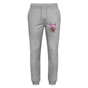 Scarabée de Fleurs Colorées - Stanley/Stella Mover Unisex Organic Jogging Trousers - heather grey - Front - Marisol (170cm) & Nik (191cm)