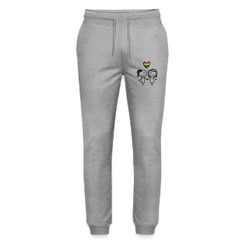 Lesbian Love Marriage Couple Pride Tolerance Equality - Stanley/Stella Mover Unisex Organic Jogging Trousers - heather grey - Front - Marisol (170cm) & Nik (191cm)
