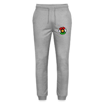 Pop Art Flower Star dans des couleurs fluorescentes - Pantalon de jogging bio MOVER Stanley/Stella unisexe - gris chiné - Devant - Marisol (170cm) & Nik (191cm)
