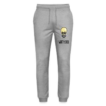 Watt-ever, whatever funny saying light bulb puns - Stanley/Stella Mover Unisex Organic Jogging Trousers - heather grey - Front - Marisol (170cm) & Nik (191cm)