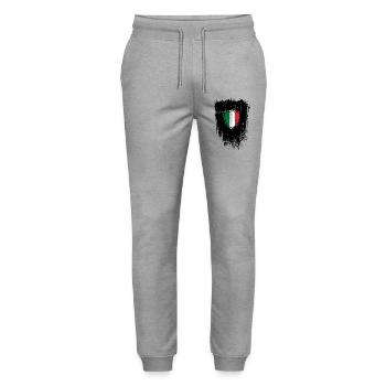 Distressed Italian Flag Shield - Stanley/Stella Mover Unisex Organic Jogging Trousers - heather grey - Front - Marisol (170cm) & Nik (191cm)