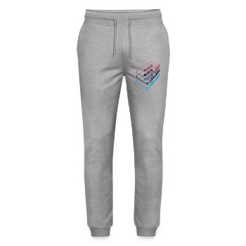 Cassette 3D – Mixtape rétro Perspective vintage - Pantalon de jogging bio MOVER Stanley/Stella unisexe - gris chiné - Devant - Marisol (170cm) & Nik (191cm)