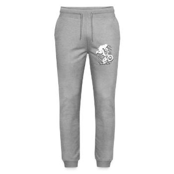 BMX Fahrrad | BMX Rad | Grunge BMX | Geschenkidee - Stanley/Stella Unisex Bio Jogginghose Mover  - Grau meliert - Vorne - Marisol (170cm) & Nik (191cm)