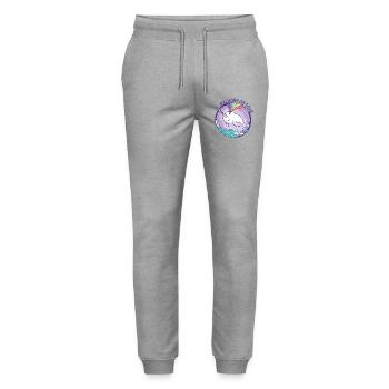 Licorne baleine dans l’eau avec arc-en-ciel - Pantalon de jogging bio MOVER Stanley/Stella unisexe - gris chiné - Devant - Marisol (170cm) & Nik (191cm)