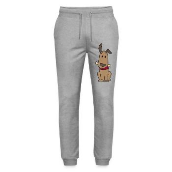 Hund mit Knochen - Stanley/Stella Unisex Bio Jogginghose Mover  - Grau meliert - Vorne - Marisol (170cm) & Nik (191cm)
