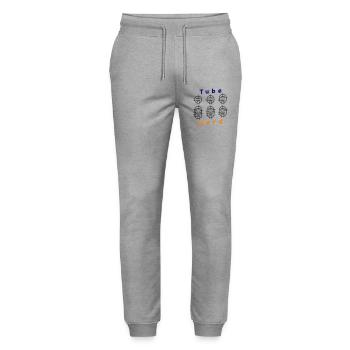 Vacuum Tube Nerd - Stanley/Stella Mover Unisex Organic Jogging Trousers - heather grey - Front - Marisol (170cm) & Nik (191cm)