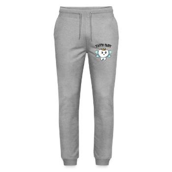 Royal Tooth with Wings Tooth Fairy - Stanley/Stella Mover Unisex Organic Jogging Trousers - heather grey - Front - Marisol (170cm) & Nik (191cm)