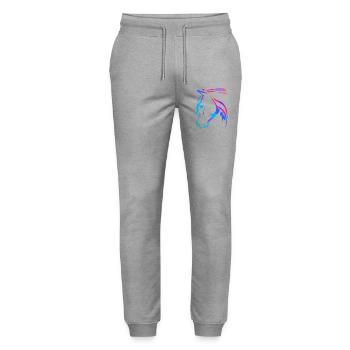Cheval en rose - Dessin de tête de cheval - Équitation - Pantalon de jogging bio MOVER Stanley/Stella unisexe - gris chiné - Devant - Marisol (170cm) & Nik (191cm)