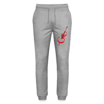 Lettrage violoncelle rouge - Pantalon de jogging bio MOVER Stanley/Stella unisexe - gris chiné - Devant - Marisol (170cm) & Nik (191cm)
