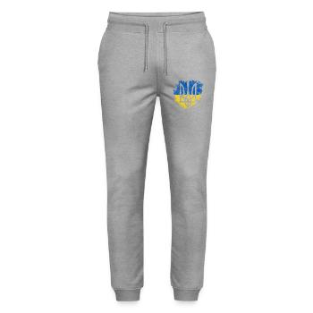 Brush Ukraine Trident Flag - Stanley/Stella Mover Unisex Organic Jogging Trousers - heather grey - Front - Marisol (170cm) & Nik (191cm)
