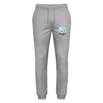Snow Globe Santa with Candy Canes - Stanley/Stella Mover Unisex Organic Jogging Trousers - heather grey - Front - Marisol (170cm) & Nik (191cm)