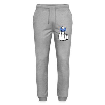 Hand Fuck You! Mittelfinger! süß cool Symbol - Stanley/Stella Unisex Bio Jogginghose Mover  - Grau meliert - Vorne - Marisol (170cm) & Nik (191cm)