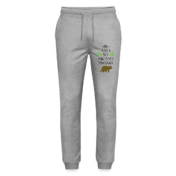 Just A Boy Who Loves Dinosaurs - Stanley/Stella Mover Unisex Organic Jogging Trousers - heather grey - Front - Marisol (170cm) & Nik (191cm)