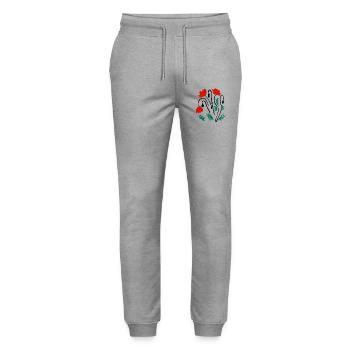 Mohnblumen Matisse inspiriert - Stanley/Stella Unisex Bio Jogginghose Mover  - Grau meliert - Vorne - Marisol (170cm) & Nik (191cm)