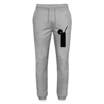 Drink design in black - Stanley/Stella Mover Unisex Organic Jogging Trousers - heather grey - Front - Marisol (170cm) & Nik (191cm)