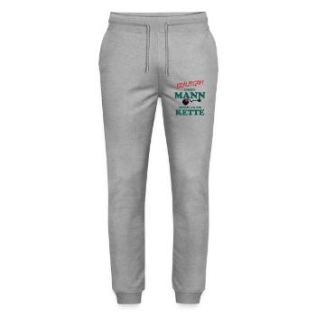 Bräutigam Hochzeit Polterabend - Lustiges Poltern - Stanley/Stella Unisex Bio Jogginghose Mover  - Grau meliert - Vorne - Marisol (170cm) & Nik (191cm)