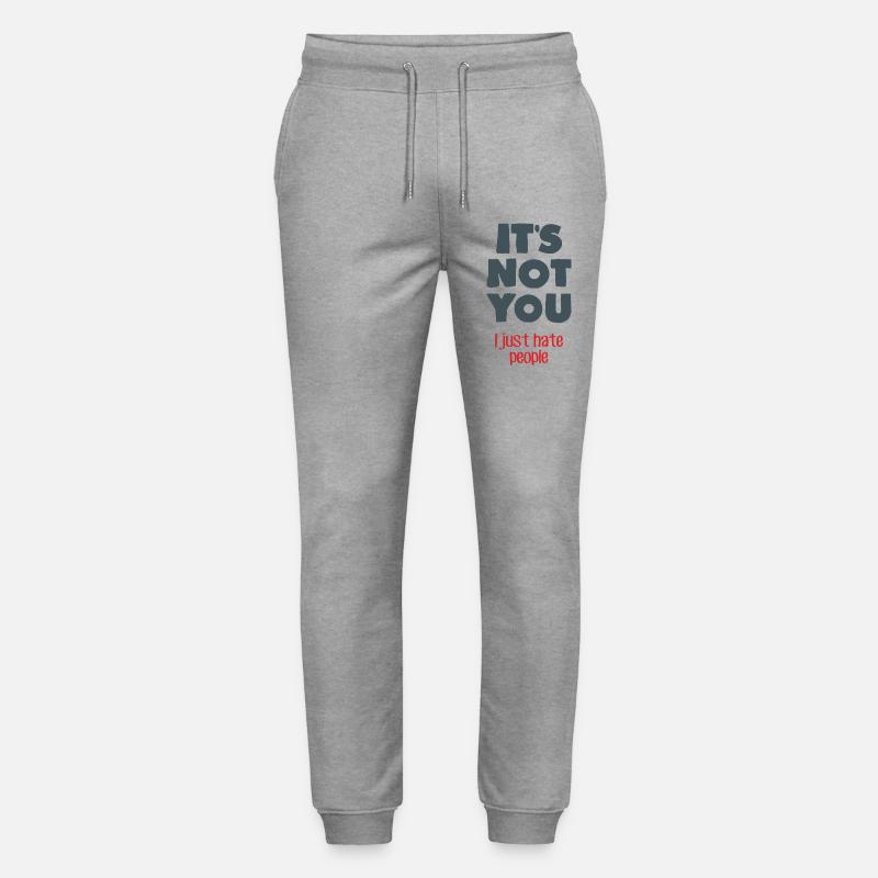 I hate people - Stanley/Stella Mover Unisex Organic Jogging Trousers - heather grey