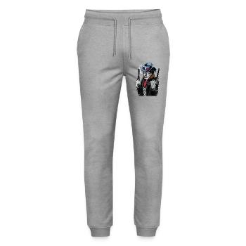 Skeleton Cowboy Revolver Western - Stanley/Stella Mover Unisex Organic Jogging Trousers - heather grey - Front - Marisol (170cm) & Nik (191cm)