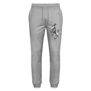 Abstract - Stanley/Stella Mover Unisex Organic Jogging Trousers - heather grey - Front - Marisol (170cm) & Nik (191cm)