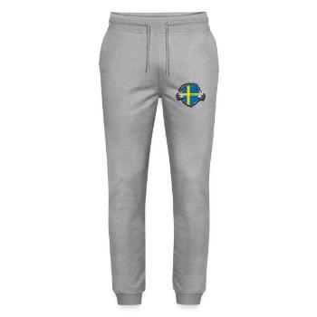 Schweden Flaggen Design - Stanley/Stella Unisex Bio Jogginghose Mover  - Grau meliert - Vorne - Marisol (170cm) & Nik (191cm)