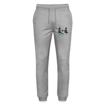 Playful Nighttime Smiling Moon Design - Stanley/Stella Mover Unisex Organic Jogging Trousers - heather grey - Front - Marisol (170cm) & Nik (191cm)