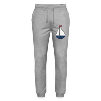 Segelboot - Stanley/Stella Unisex Bio Jogginghose Mover  - Grau meliert - Vorne - Marisol (170cm) & Nik (191cm)